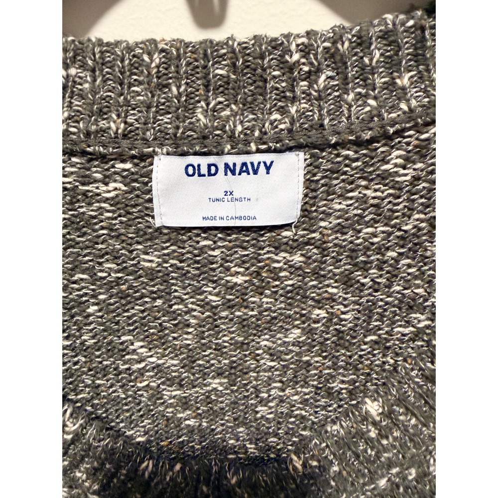 Old Navy Womens 2X Green Marled V-Neck Tunic Sweater Oversized Cotton Blend - Picture 4 of 8